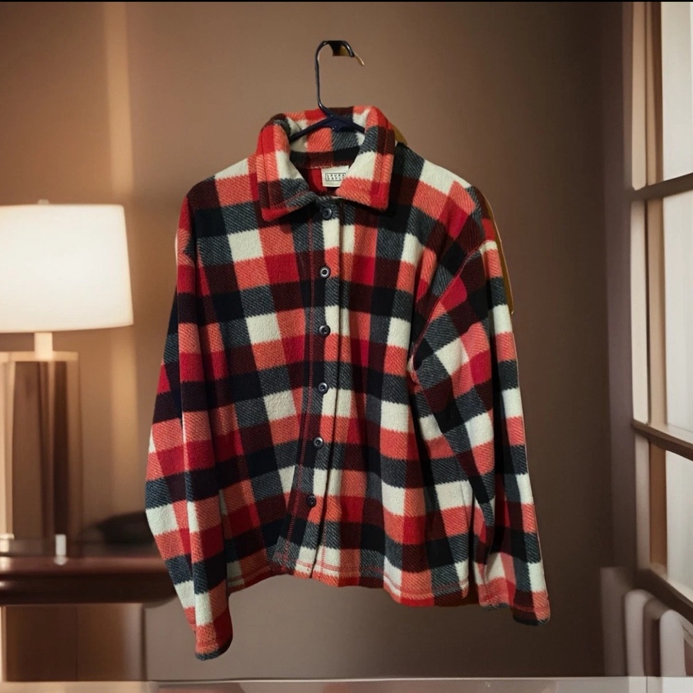 Laura Gayle Women’s Red Black Plaid Jacket Size Large Long Sleeve